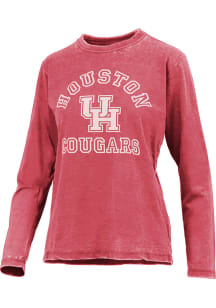 Pressbox Houston Cougars Womens Red Vintage LS Tee