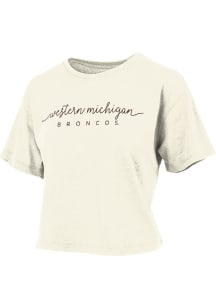 Pressbox Western Michigan Broncos Womens Ivory Vintage Design Short Sleeve T-Shirt