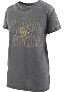Pressbox Colorado Buffaloes Womens Black Burnout Maxine Short Sleeve T-Shirt