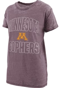 Pressbox Minnesota Golden Gophers Womens Maroon Burnout Maxine Short Sleeve T-Shirt