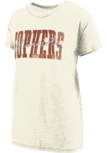 Pressbox Minnesota Golden Gophers Womens Ivory Burnout Everest Short Sleeve T-Shirt