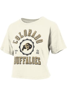 Pressbox Colorado Buffaloes Womens Ivory Burnout Short Sleeve T-Shirt