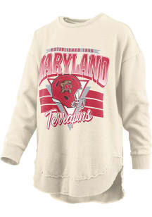 Pressbox Maryland Terrapins Womens Ivory Trilogy Crew Sweatshirt