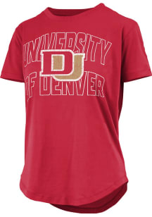 Pressbox Denver Pioneers Womens Red Maxine Short Sleeve T-Shirt