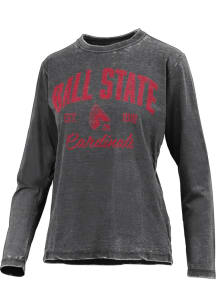 Pressbox Ball State Cardinals Womens Black Vintage Burnout LS Tee