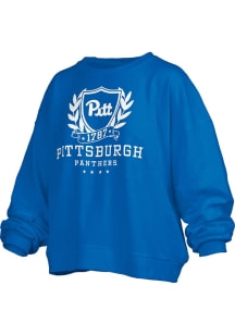 Pressbox Pitt Panthers Womens Blue Big Aug Janise Crew Sweatshirt