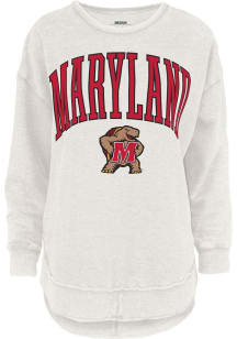 Pressbox Maryland Terrapins Womens Oatmeal Melange Poncho Crew Sweatshirt