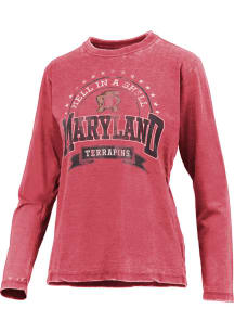 Pressbox Maryland Terrapins Womens Red Capitan LS Tee