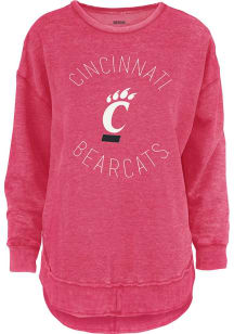 Pressbox Cincinnati Bearcats Womens Red Melange Crew Sweatshirt