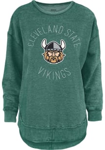 Pressbox Cleveland State Vikings Womens Green Melange Crew Sweatshirt