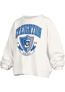 Pressbox Creighton Bluejays Womens White Janise Crew Sweatshirt