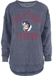 Pressbox Dayton Flyers Womens Navy Blue Melange Crew Sweatshirt