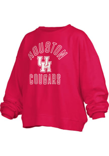 Pressbox Houston Cougars Womens Red Janise Crew Sweatshirt