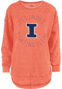 Pressbox Illinois Fighting Illini Womens Orange Melange Crew Sweatshirt
