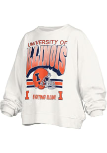 Pressbox Illinois Fighting Illini Womens White Janise Crew Sweatshirt