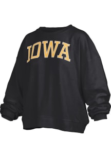 Pressbox Iowa Hawkeyes Womens Black School Sequins Crew Sweatshirt