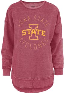 Pressbox Iowa State Cyclones Womens Crimson Melange Crew Sweatshirt