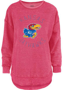 Pressbox Kansas Jayhawks Womens Red Melange Crew Sweatshirt