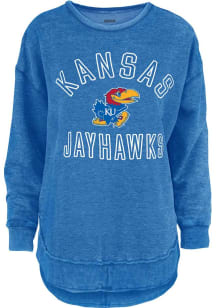 Pressbox Kansas Jayhawks Womens Blue Melange Crew Sweatshirt