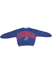 Pressbox Kansas Jayhawks Womens Blue Sweeper Crew Sweatshirt