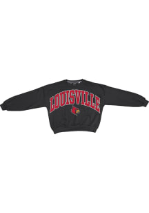 Pressbox Louisville Cardinals Womens Black Sweeper Crew Sweatshirt