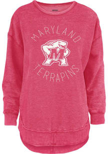 Pressbox Maryland Terrapins Womens Red Melange Crew Sweatshirt