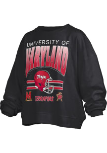 Pressbox Maryland Terrapins Womens Black Janise Crew Sweatshirt