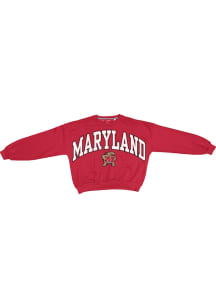 Pressbox Maryland Terrapins Womens Red Sweeper Crew Sweatshirt