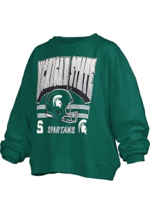 Pressbox Michigan State Spartans Womens Green Janise Crew Sweatshirt