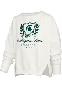 Pressbox Michigan State Spartans Womens White Field Day Crew Sweatshirt