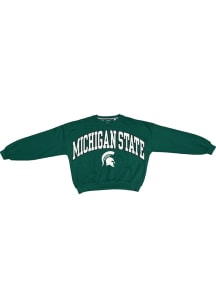 Pressbox Michigan State Spartans Womens Green Sweeper Crew Sweatshirt