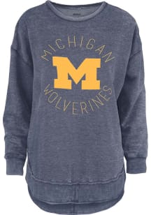 Pressbox Michigan Wolverines Womens Blue Melange Crew Sweatshirt