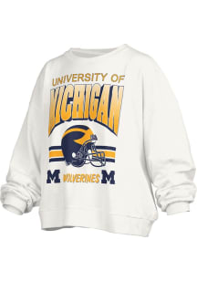 Pressbox Michigan Wolverines Womens White Janise Crew Sweatshirt