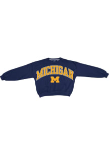 Pressbox Michigan Wolverines Womens Blue Sweeper Crew Sweatshirt