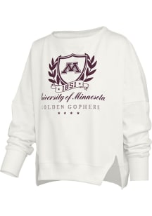 Pressbox Minnesota Golden Gophers Womens White Field Day Crew Sweatshirt