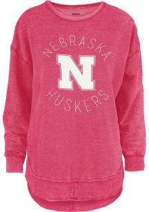 Pressbox Nebraska Cornhuskers Womens Red Melange Crew Sweatshirt