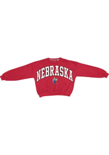 Pressbox Nebraska Cornhuskers Womens Red Sweeper Crew Sweatshirt