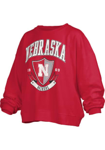 Pressbox Nebraska Cornhuskers Womens Red Janise Crew Sweatshirt