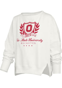 Pressbox Ohio State Buckeyes Womens White Field Day Crew Sweatshirt
