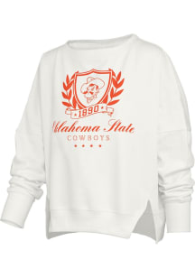 Pressbox Oklahoma State Cowboys Womens White Field Day Crew Sweatshirt