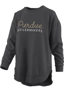 Pressbox Purdue Boilermakers Womens Black Chain Stitch Crew Sweatshirt