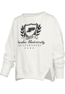 Pressbox Purdue Boilermakers Womens White Field Day Crew Sweatshirt