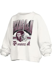 Pressbox Texas A&M Aggies Womens White Janise Crew Sweatshirt