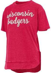 Pressbox Wisconsin Badgers Womens Red Chelsea Short Sleeve T-Shirt
