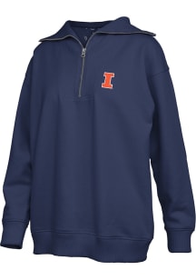 Pressbox Illinois Fighting Illini Womens Navy Blue Thelma Qtr Zip