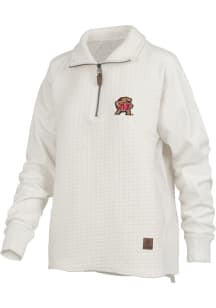 Pressbox Maryland Terrapins Womens Ivory Salem Qtr Zip