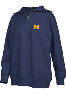 Pressbox Michigan Wolverines Womens Blue Thelma Qtr Zip