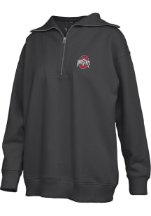 Pressbox Ohio State Buckeyes Womens Black Thelma Qtr Zip