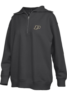 Pressbox Purdue Boilermakers Womens Black Thelma Qtr Zip