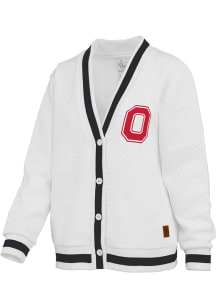 Pressbox Ohio State Buckeyes Womens Ivory Watertown Long Sleeve Cardigan